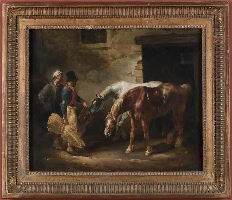 Kaksi postihevosta tallin ovella - Théodore Géricault