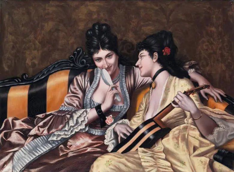 Kaksi naista sohvan ääressä - Luis Ricardo Falero