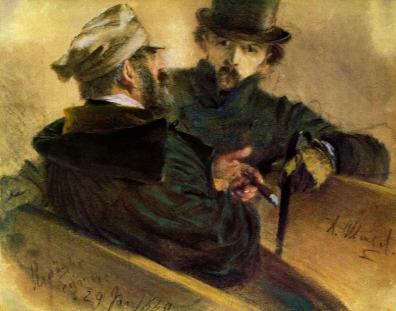 Kaksi äänestäjää keskustelussa - Adolph von Menzel
