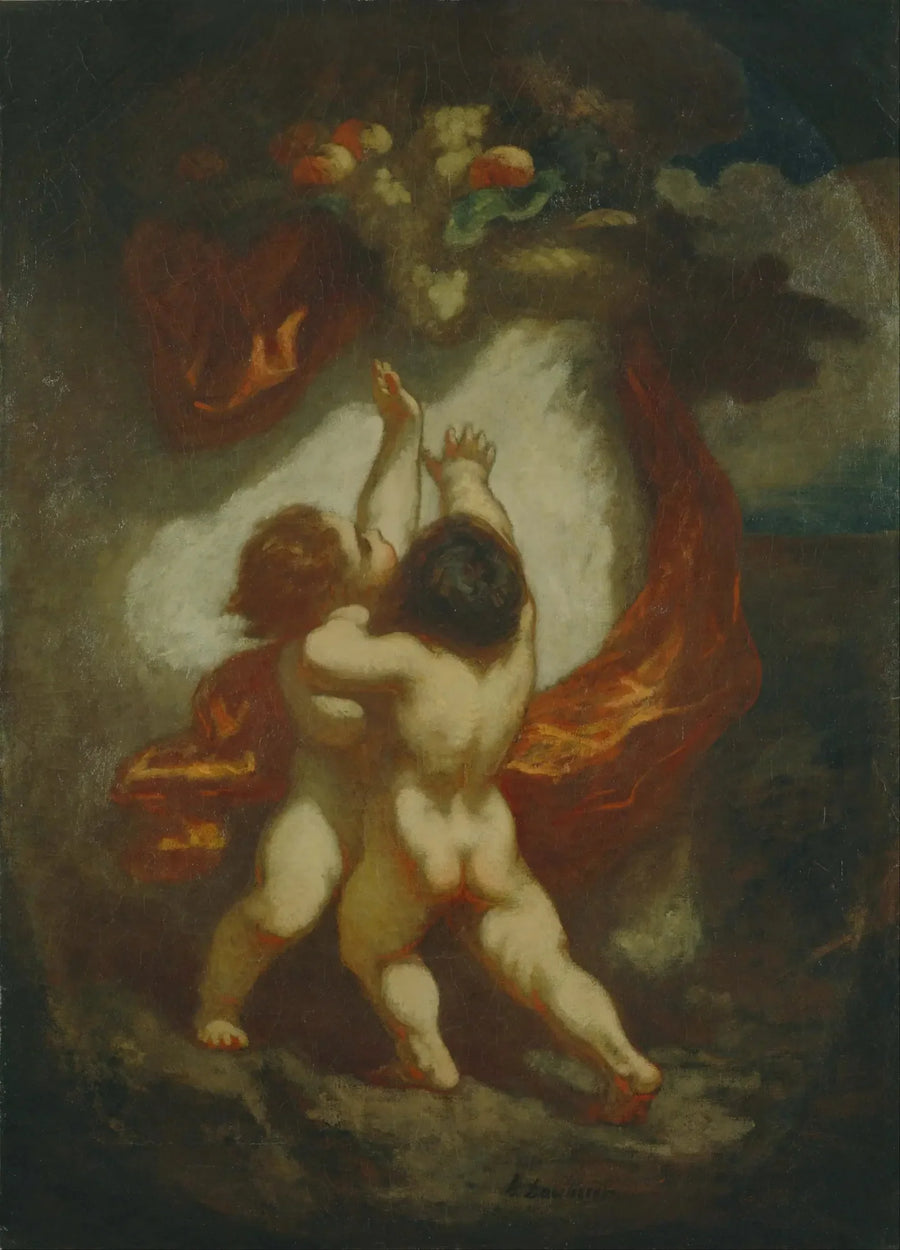 Kaksi lasta etsimässä hedelmiä - Honoré Daumier