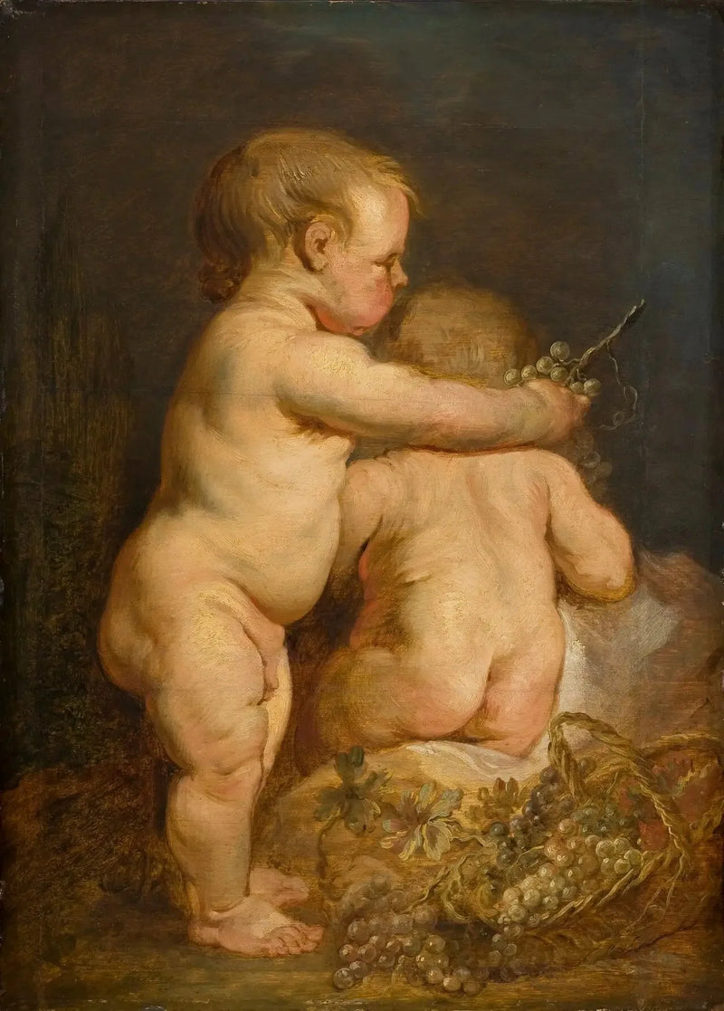 Kaksi alastonta lasta viinirypäleiden kanssa - Antoine van Dyck