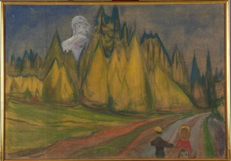 Kaksi lasta taikametsän polulla - Edvard Munch