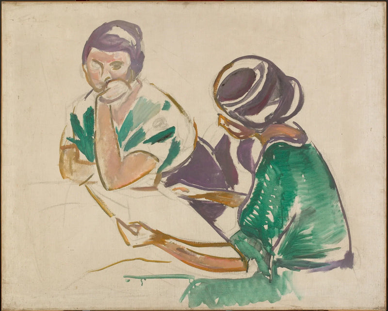 Kaksi naista pöydän ääressä - Edvard Munch