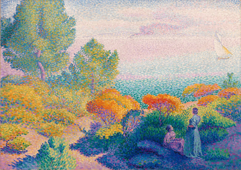 Kaksi naista meren rannalla, Välimeri - Henri-Edmond Cross