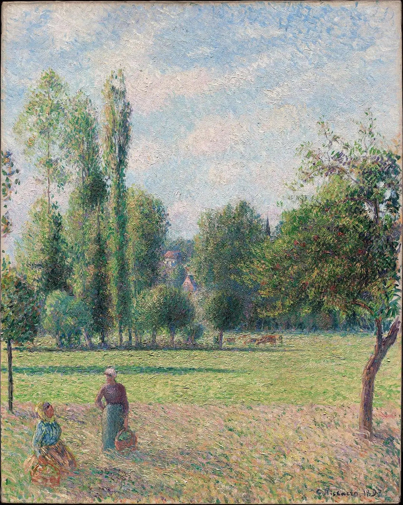 Kaksi naista niityllä Éragnyssa - Camille Pissarro