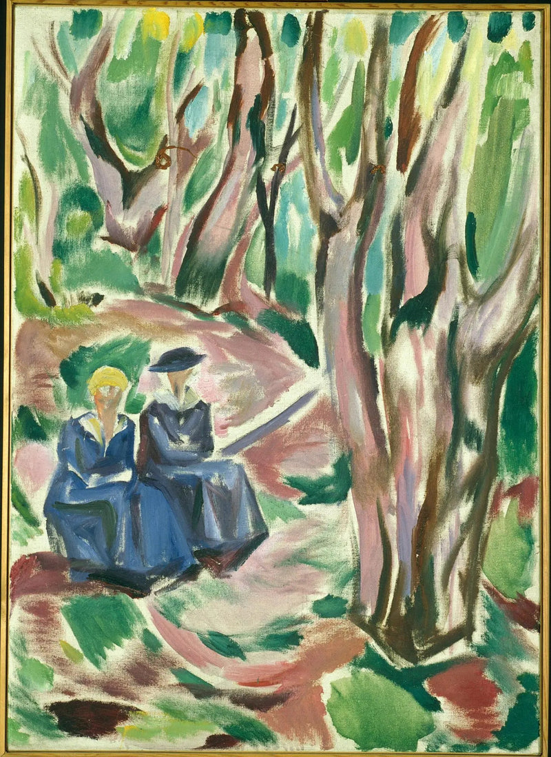 Kaksi naista metsässä Ekelyssä - Edvard Munch