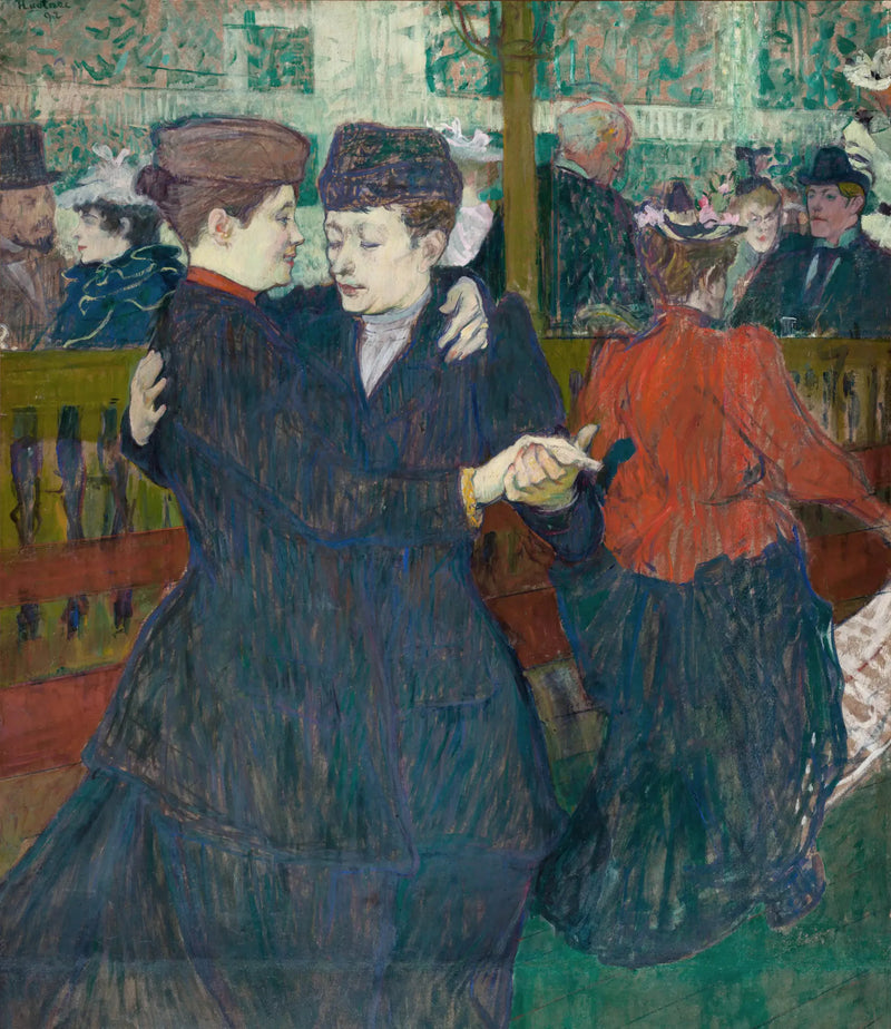 Kaksi naista tanssimassa Moulin-Rouge - Henri de Toulouse-Lautrec