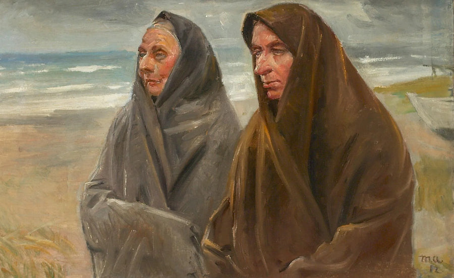 Kaksi kalastajan vaimoa rannalla. - Michael Peter Ancher