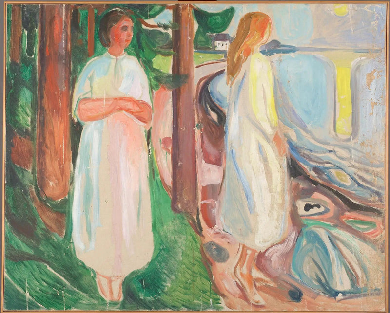 Kaksi naista valkoisissa rannalla - Edvard Munch