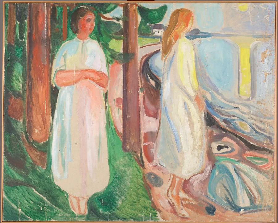 Kaksi naista valkoisissa rannalla - Edvard Munch
