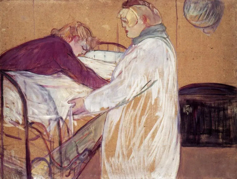Kaksi naista pedaten sänkyä - Henri de Toulouse-Lautrec