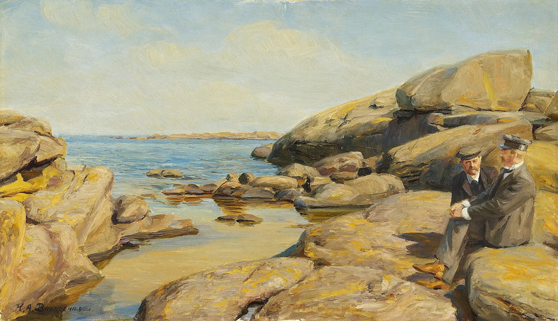 Kaksi miestä Bornholmin rannalla. - H. A. Brendekilde