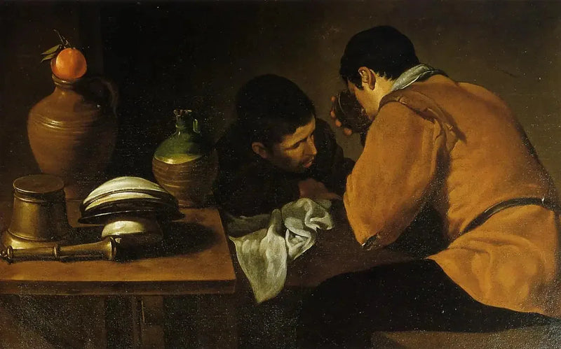 Kaksi nuorta ruokapöydässä - Diego Velázquez