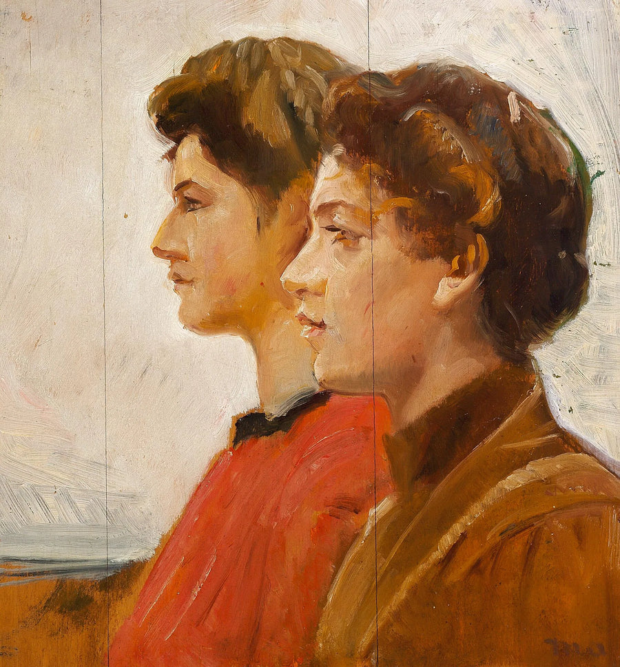 Kaksi nuorta skagenilaista naista profiilissa. - Michael Peter Ancher