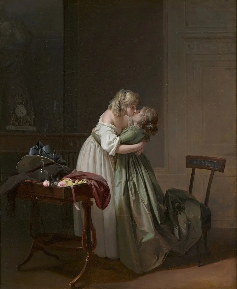 Kaksi nuorta naista suutelemassa - Louis-Léopold Boilly