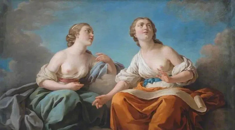 Kaksi muusaa, viiden aistin allegoria - Louis Jean François Lagrenée
