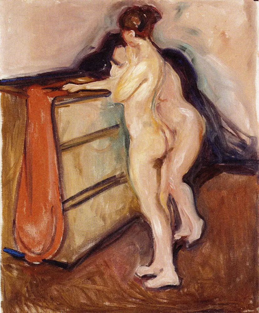 Kaksi alastonta seisomassa lipaston vieressä - Edvard Munch