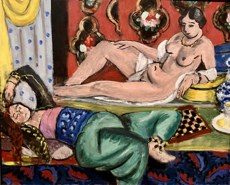 Kaksi odaliskiä, joista toinen alastomana, koristeellinen tausta ja ruudukko - Henri Matisse