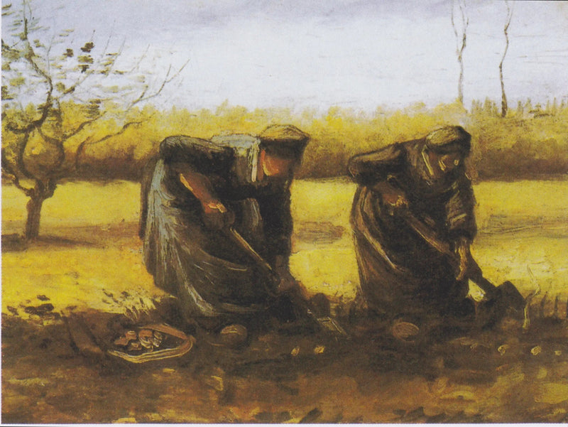 Kaksi talonpoikaisnaista kaivamassa perunoita - Vincent van Gogh