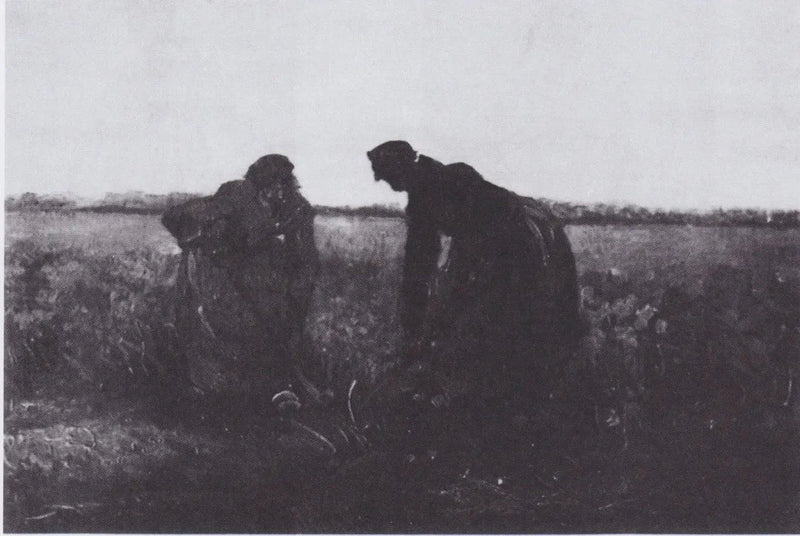 Kaksi maalaistyttöä kaivamassa - Vincent van Gogh