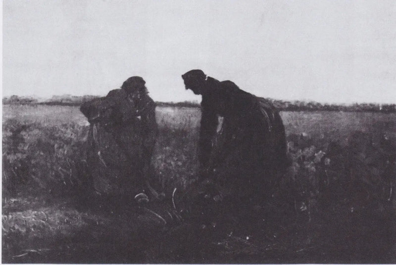 Kaksi maalaistyttöä kaivamassa - Vincent van Gogh