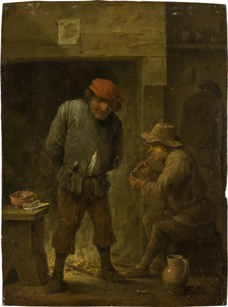 Kaksi maanviljelijää tulen äärellä - David Teniers nuorempi