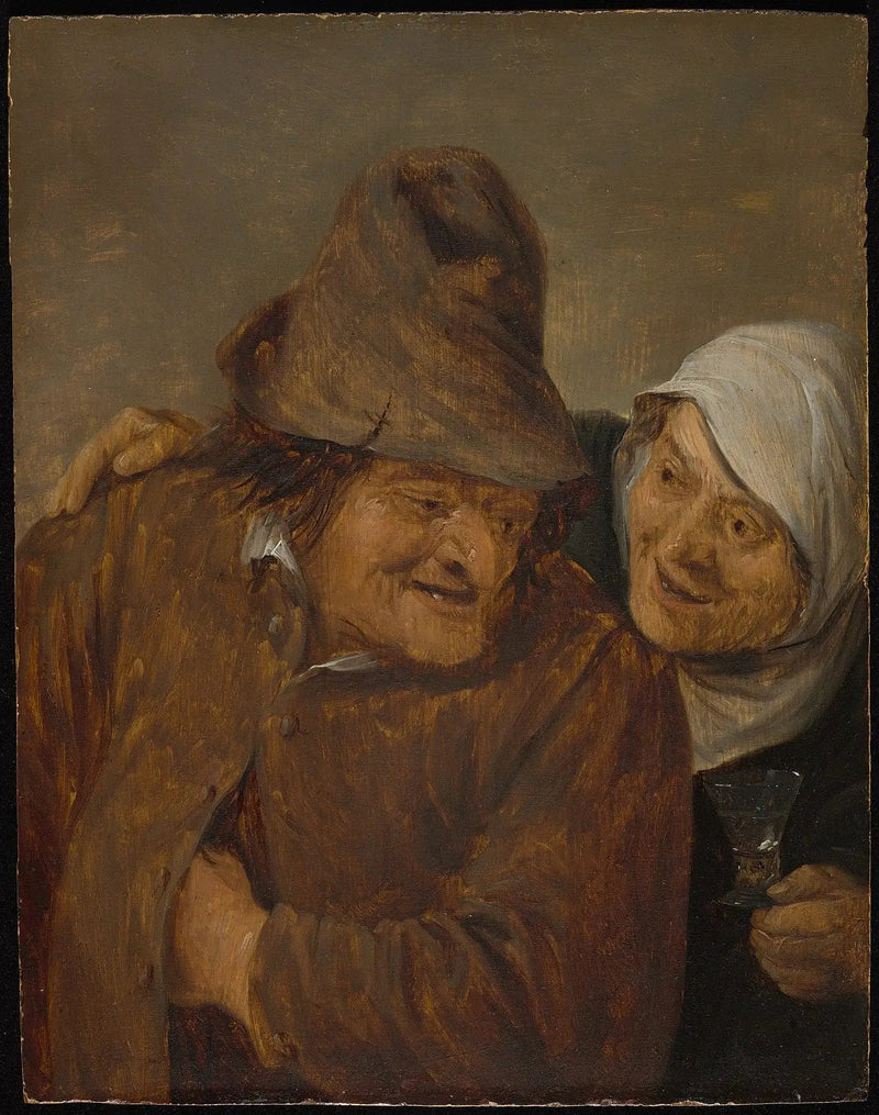 Kaksi maanviljelijää viinilasien kanssa - David Teniers nuorempi
