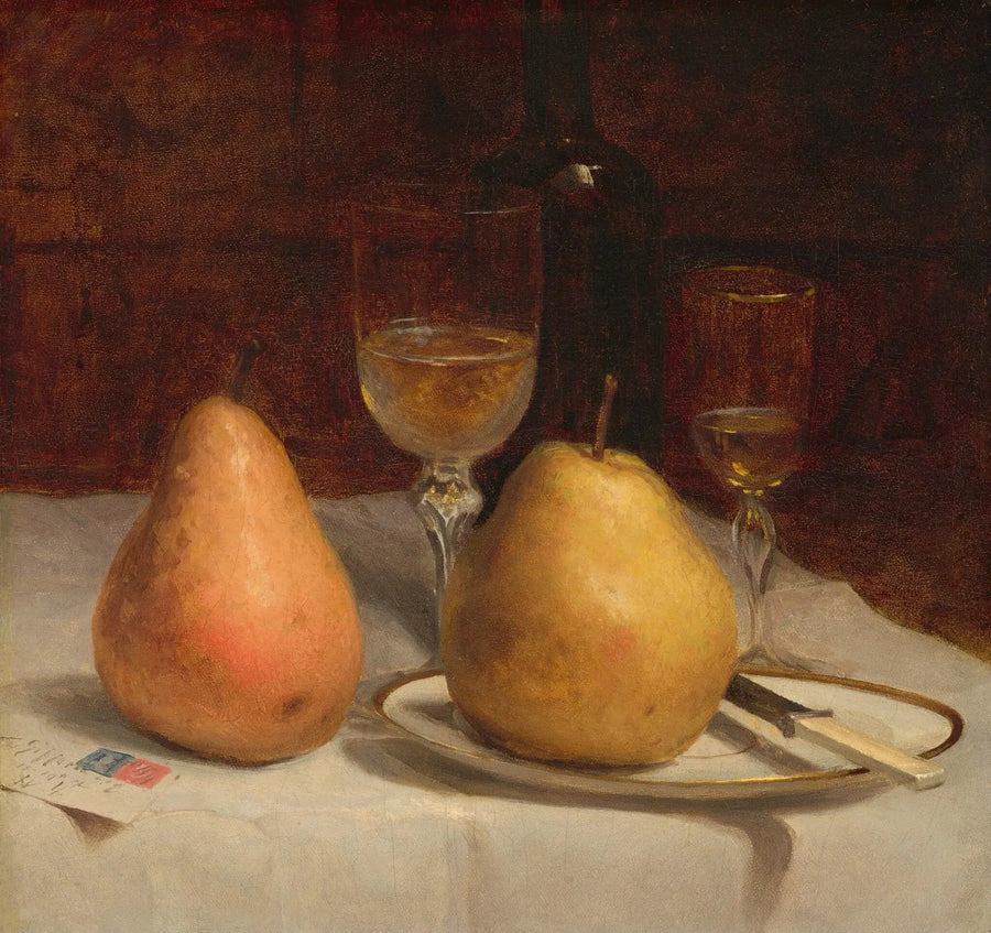 Kaksi päärynää pöydällä - Sanford Robinson Gifford