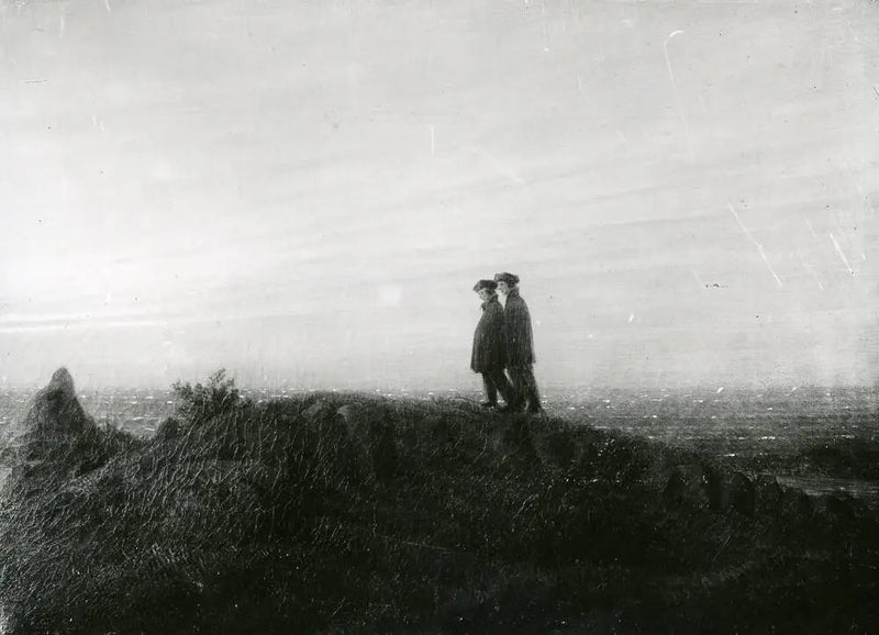Kaksi vaeltajaa rannalla - Caspar David Friedrich