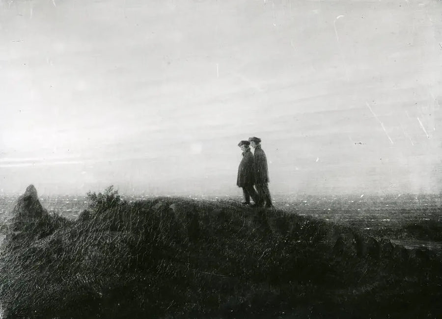 Kaksi vaeltajaa rannalla - Caspar David Friedrich