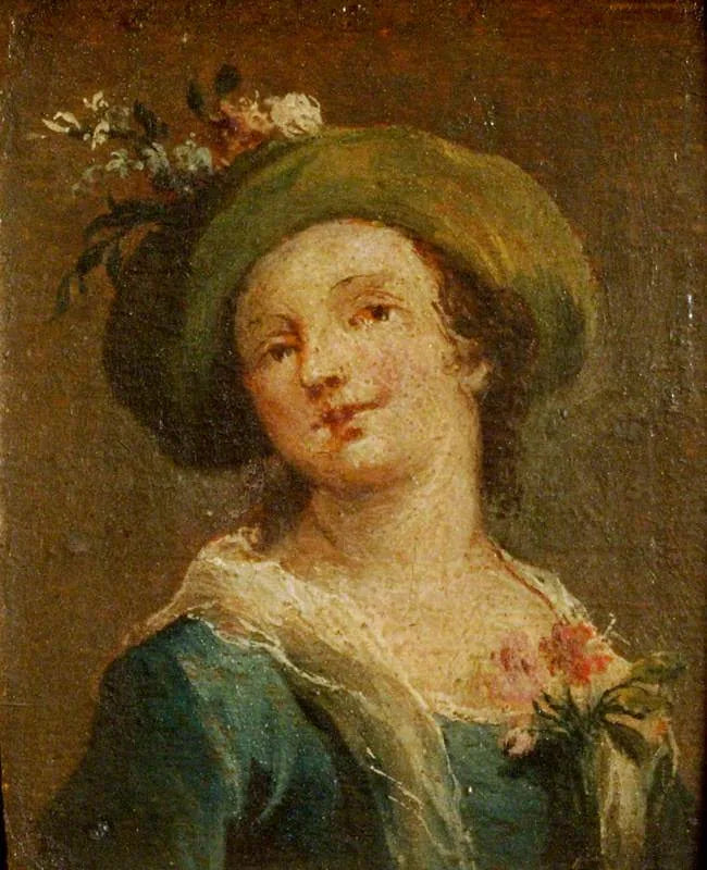 Kaksi taulua: Tyttö hatun kanssa sivulta ja tyttö hatun kanssa kasvot päin (diptyykki, oikeanpuoleinen paneeli) - Francesco Guardi
