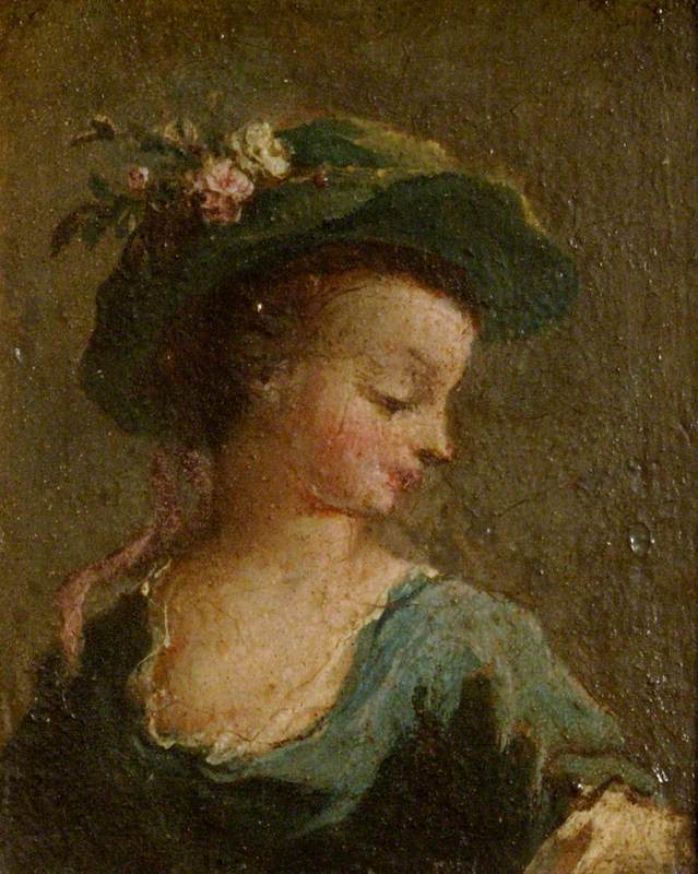 Kaksi taulua: Tyttö hatun kanssa sivulta ja tyttö hatun kanssa kasvot päin (diptyykki, vasemman paneelin) - Francesco Guardi
