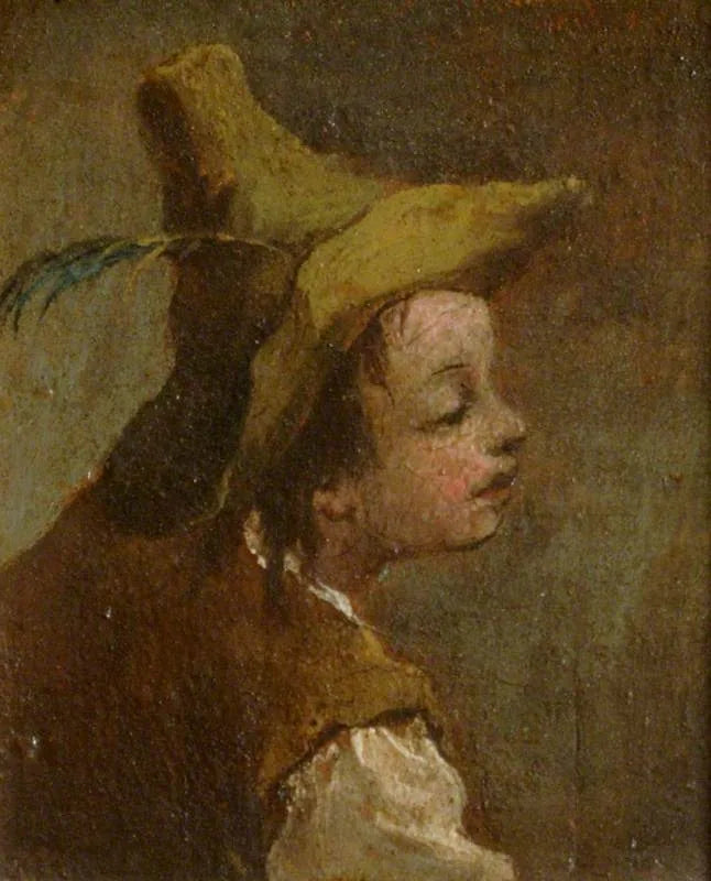 Kaksi taulua: pojan pää ja tytön pää (diptyykki, vasemmanpuoleinen paneeli) - Francesco Guardi