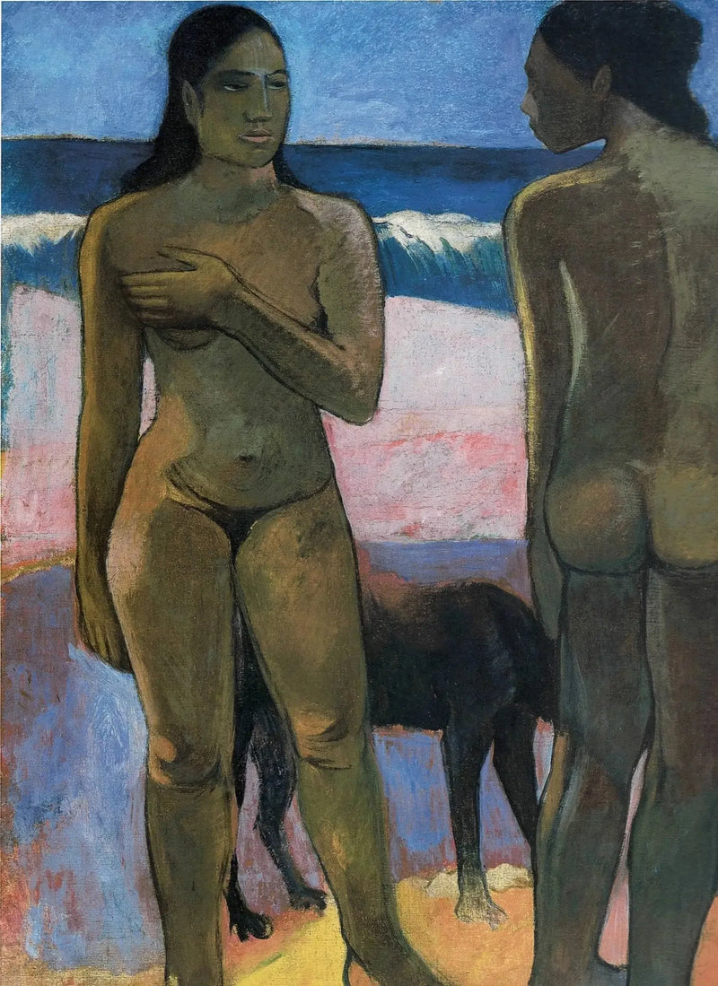 Kaksi tahitilaista rannalla - Paul Gauguin