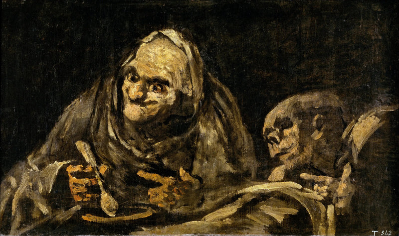 Kaksi vanhusta syömässä keittoa - Francisco de Goya