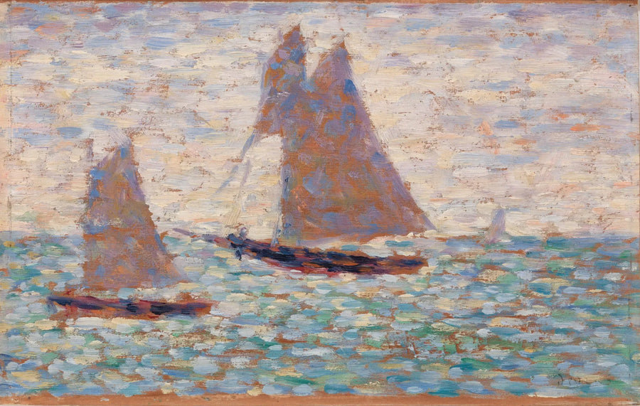 Kaksi purjevenettä Grandcampissa - Georges Seurat