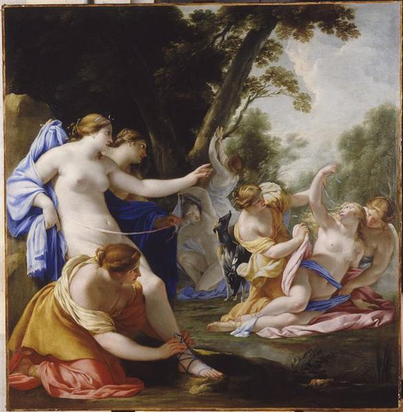 Diane löytämässä Calliston raskauden - Eustache Le Sueur