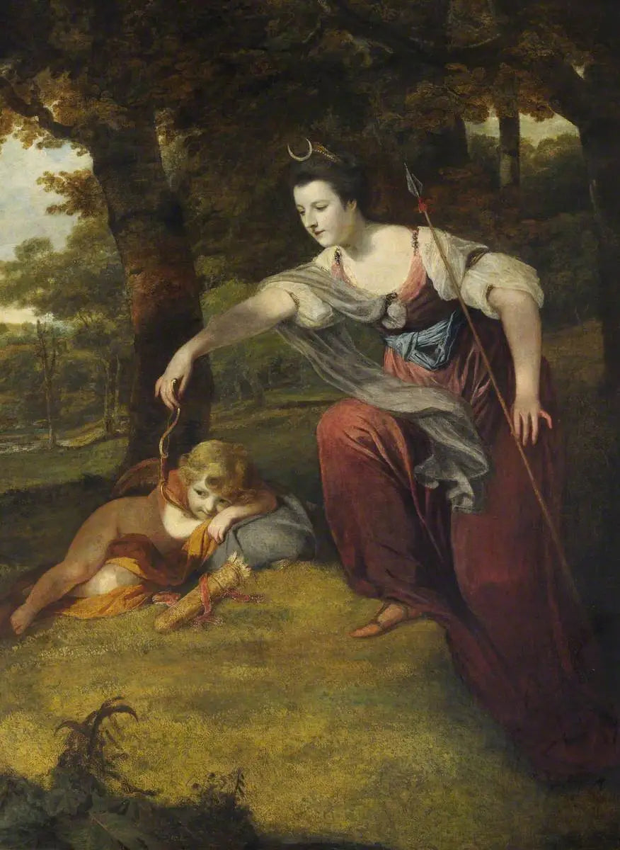 Diane désarmant Cupidon : Elizabeth Dashwood, Manchesterin herttuatar (1741-1832) ja hänen poikansa George Montagu, Mandervillen viscountti (1763-1772) - Joshua Reynolds