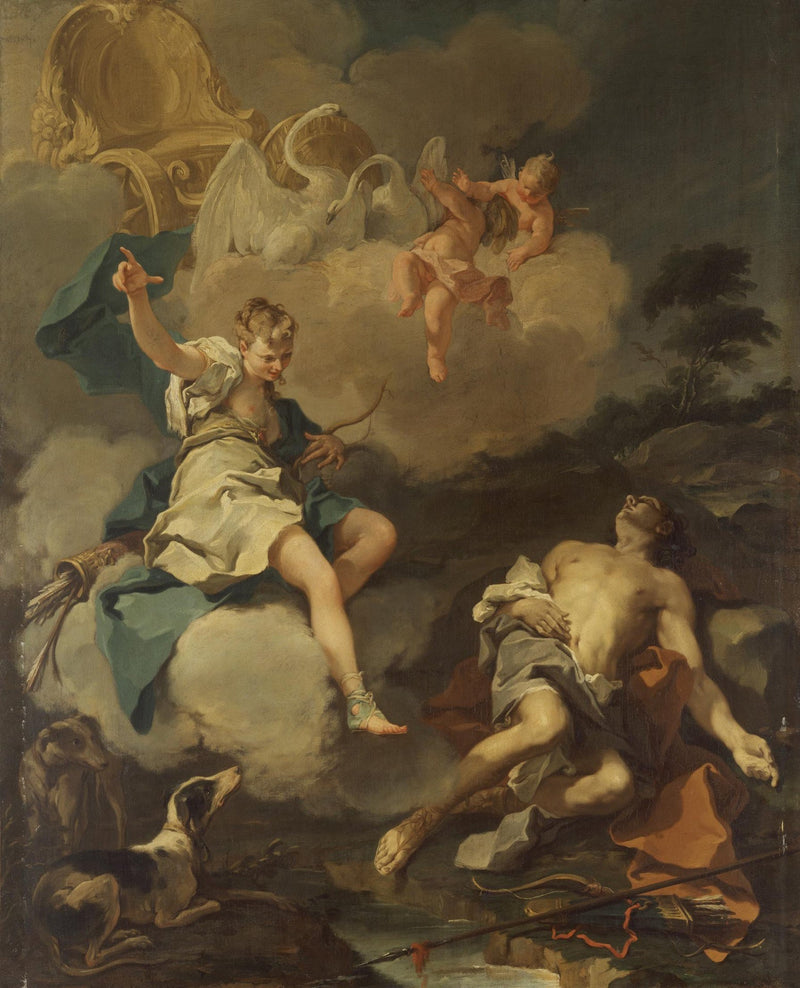 Diane ja Endymion - Giovanni Battista Pittoni