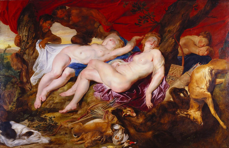 Diane ja hänen naihtensa vakoilivat satyyrejä - Peter Paul Rubens