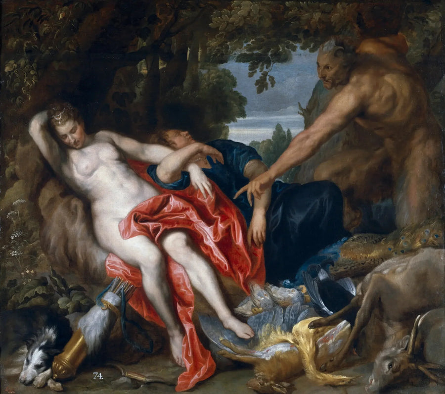 Diane ja nymfi yllättynyt satyyriä - Antoine van Dyck