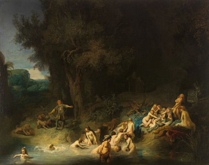 Diane ja hänen nymfit yllätettyinä kylvyssä Actéonin toimesta - Rembrandt