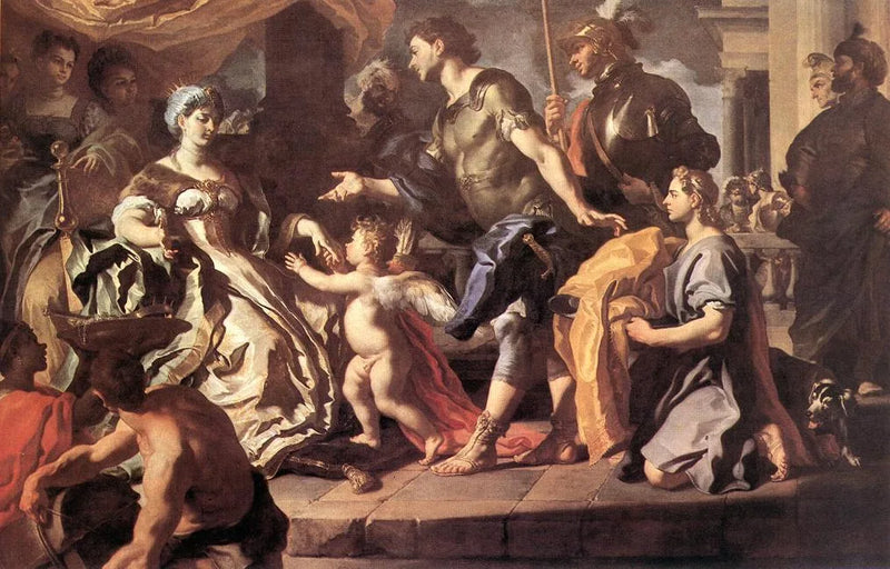 Didon vastaanottamassa Eneeä ja Eros naamioituneena Ascagnena - Francesco Solimena