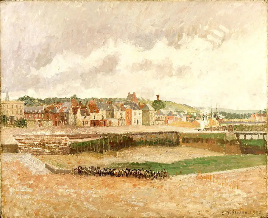 Dieppe. Kalastuslahti, matala vuorovesi - Camille Pissarro