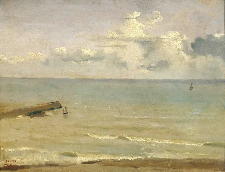 Dieppe, laituri ja meri päässä - Jean-Baptiste Camille Corot