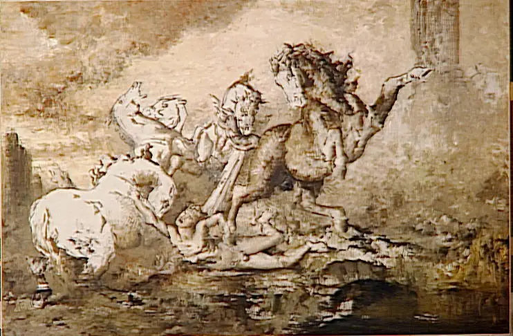 Diomedes syöksyttyjen hevostensa kanssa - Gustave Moreau