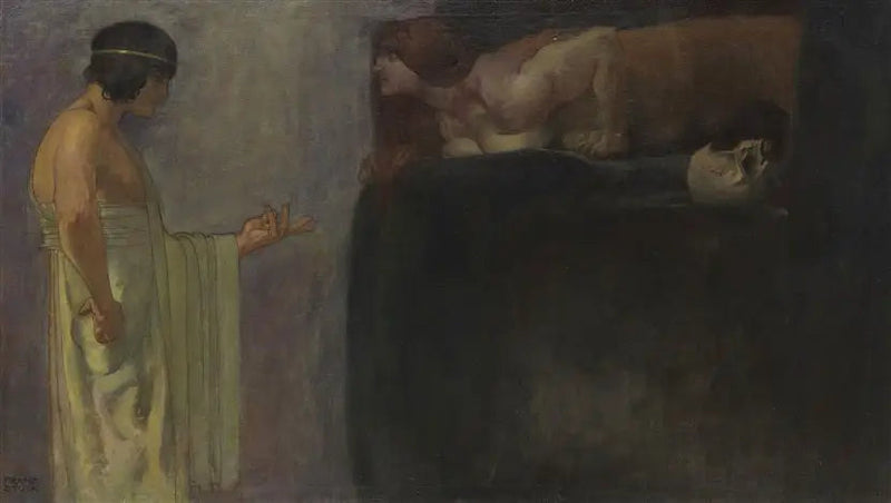 Œdipe ratkaisee Sfinksin arvoituksen - Franz von Stuck
