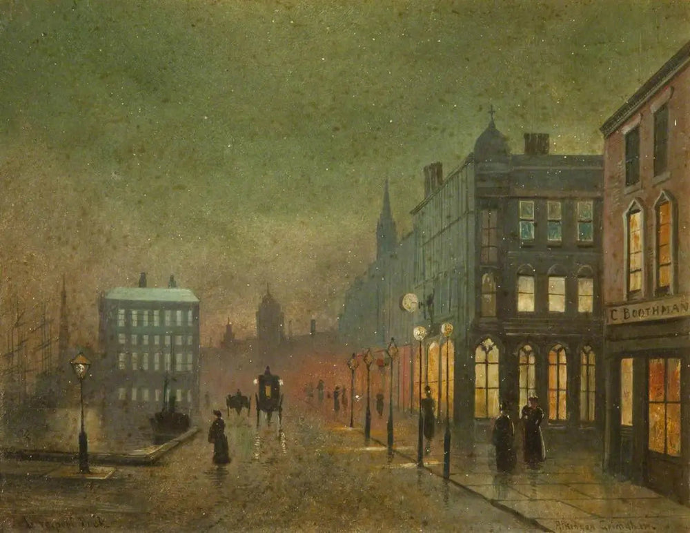 Docks de Liverpool (panneau 2 sur 5) - John Atkinson Grimshaw image 1 copie peinte à la main à l’huile
