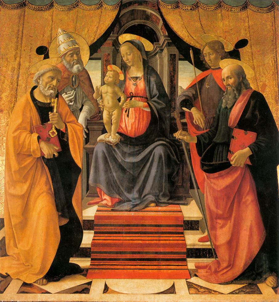 Madonna and Child Enthroned with Saints - Domenico Ghirlandaio
