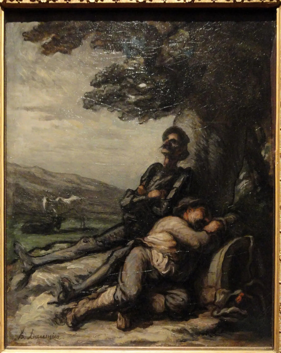Don Quijote ja Sancho Panza lepäämässä puun alla - Honoré Daumier